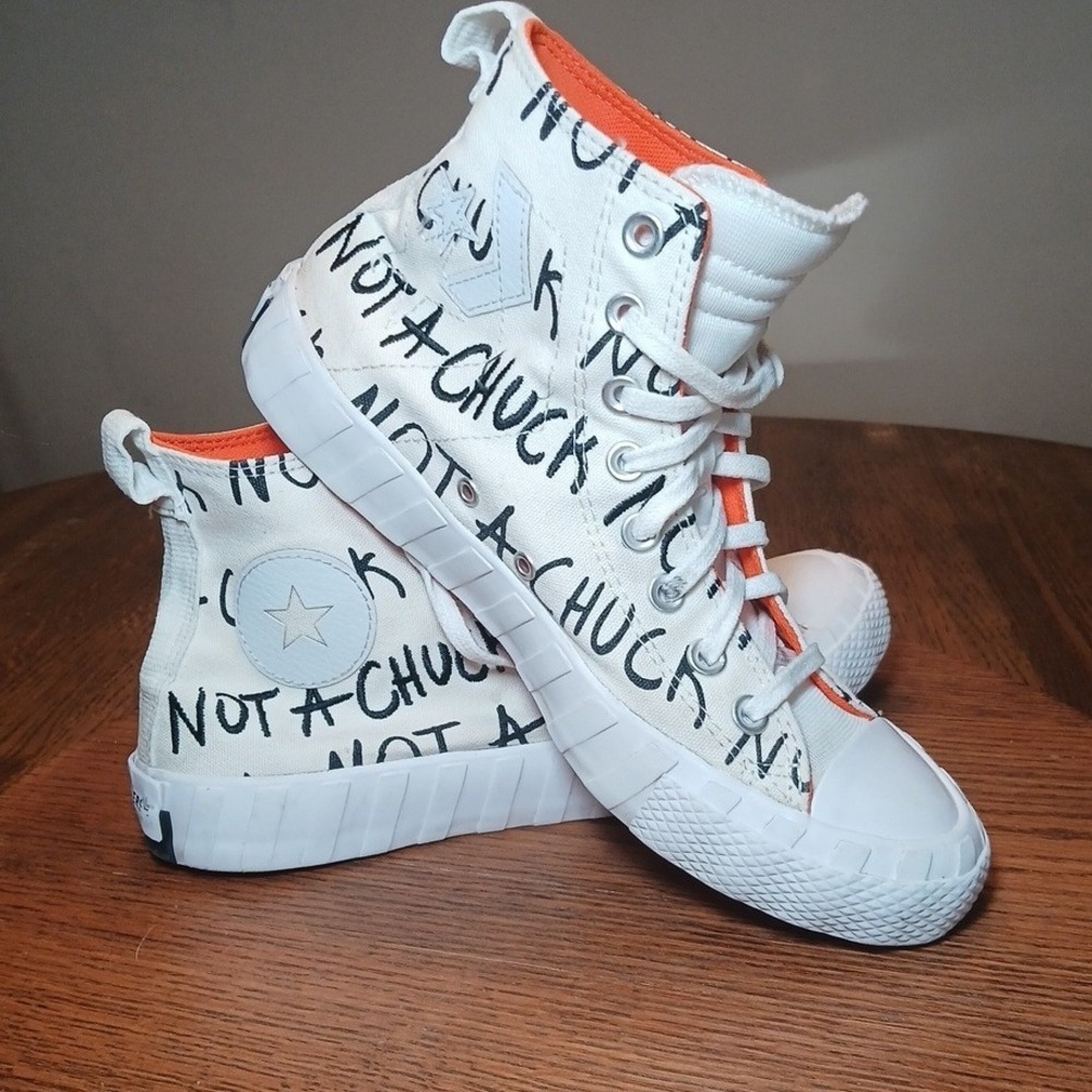 Converse Chuck Taylor All Star Unt1tl3d Not A Chuck White Orange women 9 kid 7